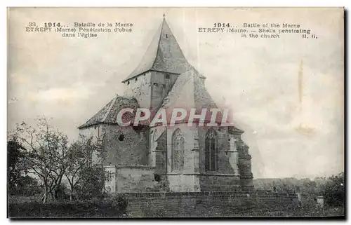 Cartes postales Bataille de la Marne Etrepy Penetration d obus dans l eglise