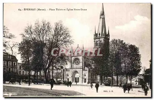 Cartes postales Epernay Place Thiers et eglise Notre Dame