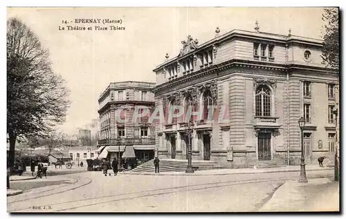 Cartes postales Epernay Le theatre et place Thiers