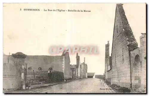 Cartes postales Sommesous La rue de l eglise Bataille de la Marne