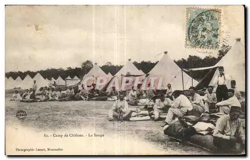 Cartes postales Camp de Chalons La soupe militaria