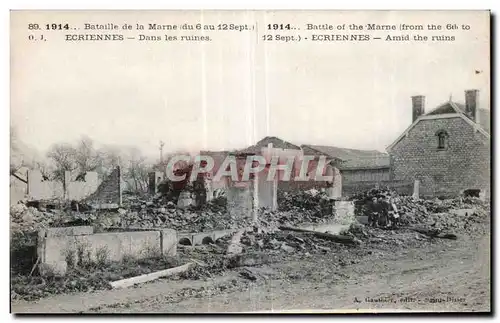 Cartes postales Bataille de la Marne Ecriennes Dans les ruines