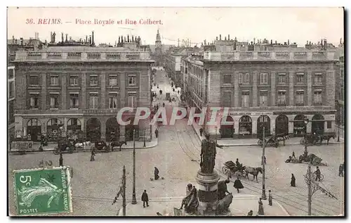 Cartes postales Reims Place Royale et Rue Colbert