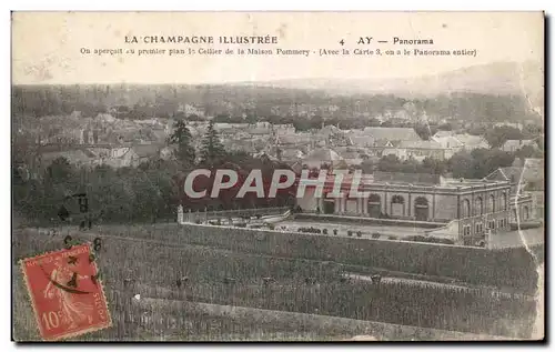 Cartes postales La champagne illustree on aperecoit au premier plan la cellter de la maison pommery Ay