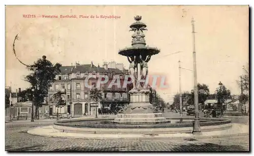 Ansichtskarte AK Reims fontaine bartholdi place de la republique