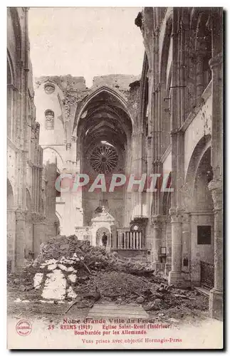 Cartes postales Note grande ville Reims eglise bombardee par les allemands