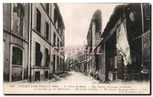 Ansichtskarte AK Guerre europeenne 1914 le crime rue eugene desteuque bombardee et incendiee par les allemands Re