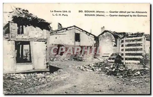 Ansichtskarte AK Souain Marne quartier detruit par les allemands