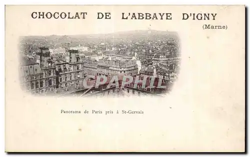 Ansichtskarte AK Chocolat de l Abbaye d Igny panorama de Paris pris a st gervais