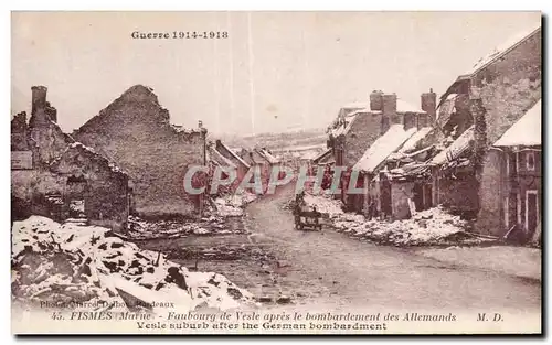 Cartes postales Guerre 1914 fismes marne faubourg de vesle apres le bombardment des allemands