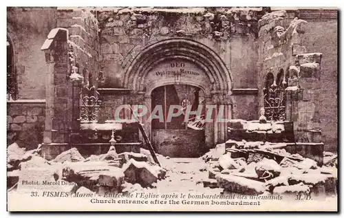 Cartes postales Fismes marne entree de eglise apres le bombardement des allemands