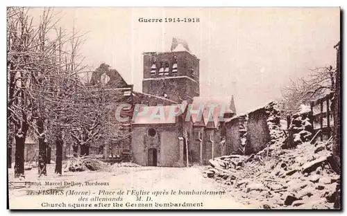 Cartes postales Place de l eglise apres le ie bombardement des allemands