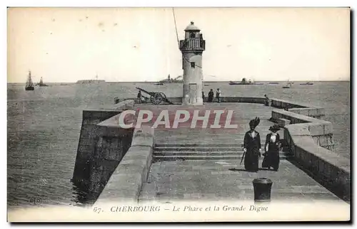 Ansichtskarte AK Cherbourg Le phare et le grande digue