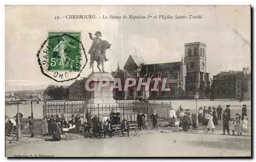 Ansichtskarte AK Cherbourg La statue de Napoleon 1er et l eglise Sainte Trinite