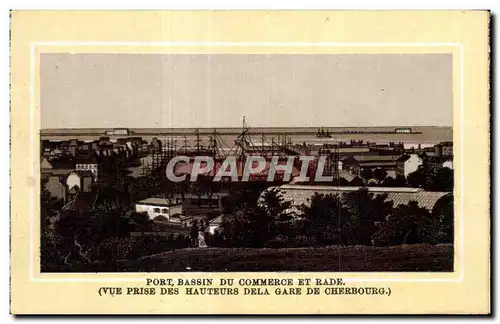 Cartes postales Cherbourg Port bassin du commerce et rade ( Vue prise des hauteurs de la gare de Cherbourg )