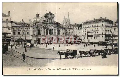 Cartes postales Angers La place du Ralliement et le theatre