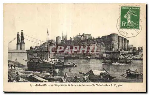 Cartes postales Angers Pont suspendu de la Basse Chaine avant la catastrophe