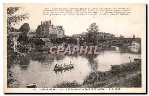 Cartes postales Durtal Le chateau et le pont