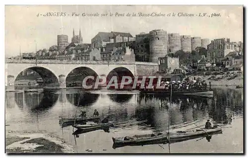 Cartes postales Angers Vue generale sur le pont de la Basse Chaine et le chateau