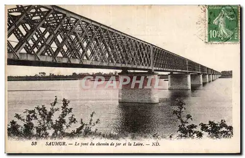 Cartes postales Saumur Le pont du chemin de fer et la Loire