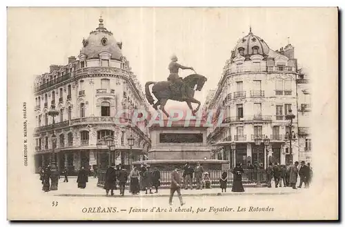 Ansichtskarte AK Orleans Jeanne d Arc a cheval par Foyatier Les Rotondes