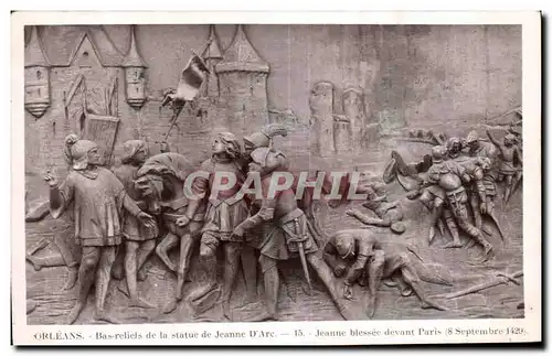 Ansichtskarte AK Orleans Bas reliefs de Ia statue de jeanne D Arc Jeanne blessee devant Paris