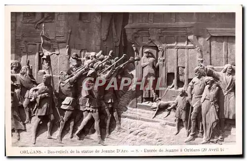 Ansichtskarte AK Orleans Bas reliefs de Ia statue de jeanne D Arc Entree de Jeanne a Orleans