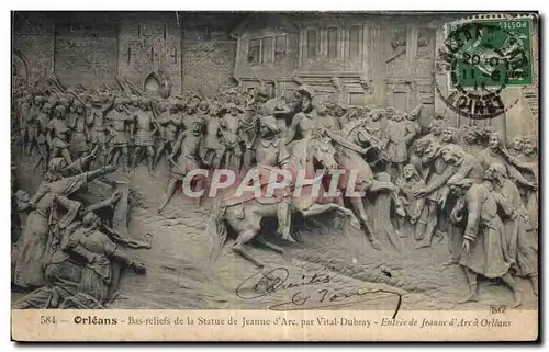 Ansichtskarte AK Orleans Bas relief de la Statue de Jeanne d Arc par Vital Dubray Entree de Jeanne d Arc a Orlean