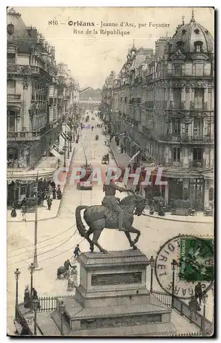 Cartes postales Orleans Jeanne d Arc par Foyatier Rue de la Republique