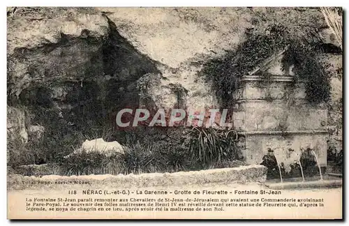 Cartes postales Nerac la Garenne Grotte de Fleurette Fontaine St Jean