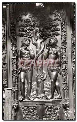 Ansichtskarte AK Auch la Cathedrale Quelques Statues en Bois Sculpte du Adam et Eve au Paradis Terrestre