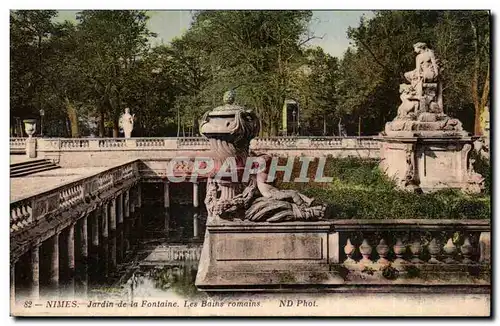 Ansichtskarte AK Nimes Jardin de la Fontaine Les Bains romains