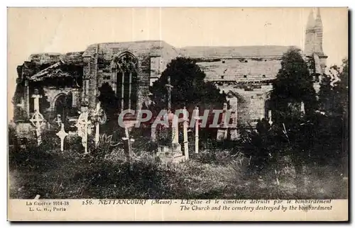 Cartes postales Nettancourt L eglise et le cimetiere detruits par le bombardement