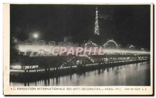 Cartes postales Exposition internationale des Arts Decoratifs Paris 1925 Vued e Nuit Tour Eiffel