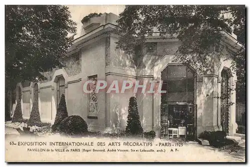 Cartes postales Exposition Internationale des arts decoratifs Paris 1925 Pavillon de la Ville de Paris