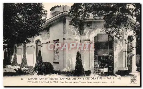 Cartes postales Exposition internationale des arts decoratifs Paris 1925 Pavillon de la Ville de Paris