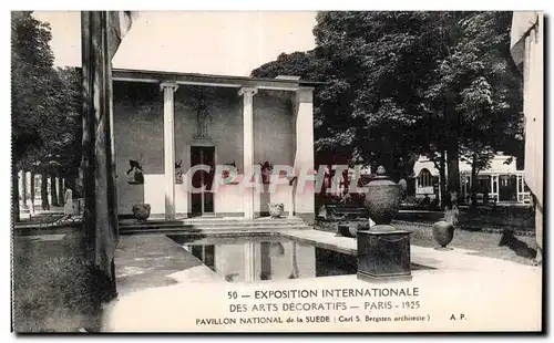 Cartes postales Exposition internationale des arts decoratifs Paris 1925 Pavillon National de la Suede