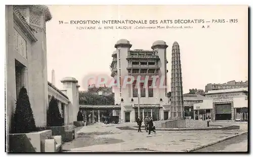 Cartes postales Exposition Internationale des arts decoratifs Paris 1925 Fontaine de rene lalique