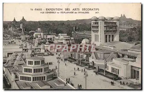 Cartes postales Paris Exposition Internationale des arts decoratifs Vue Generale sur l Esplanade des Invalides