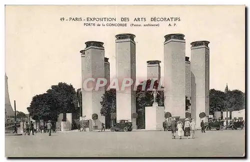 Cartes postales Paris - exposition des arts decoratifs Porte de la concorde