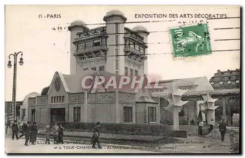 Cartes postales Paris - Exposition des arts decoratifs Tour Champagne Alsace