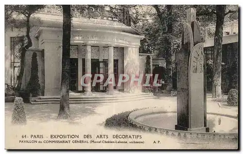 Cartes postales Paris - Exposition des arts decoratifs Pavillon de Commissariat General