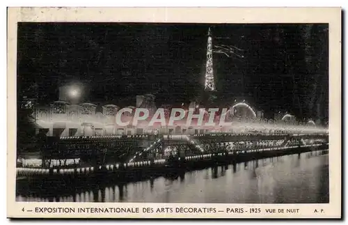 Cartes postales Paris - Exposition des arts decoratifs - paris - 1925 vue de NUIT