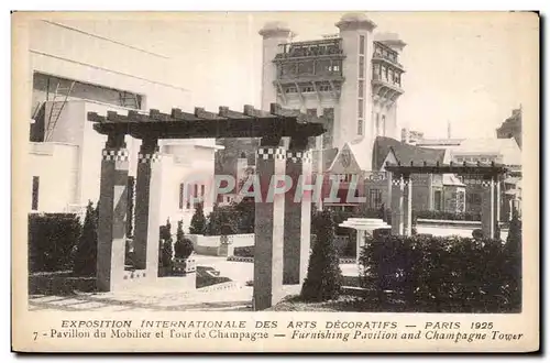 Cartes postales Exposition Internationale des arts decoratifs - Paris 1925 Pavillon du Mobilier el Tour de Champ