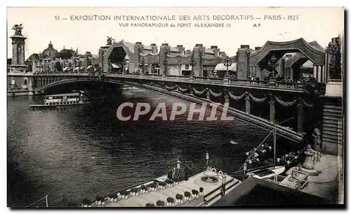 Cartes postales Exposition Internationale des arts decoratifs - Paris - 1925 Vue Panoramioue du Pont ALexandre I