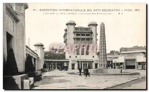 Cartes postales Exposition internationale des arts decoratifs Paris 1925 Fontaine de rene lalique