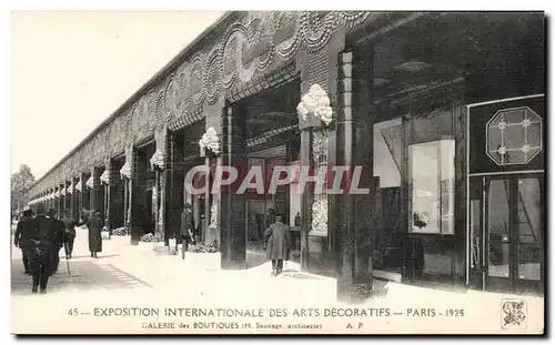 Cartes postales Exposition internationale des arts decoratifs Paris 1925 Galerie des Boutiques