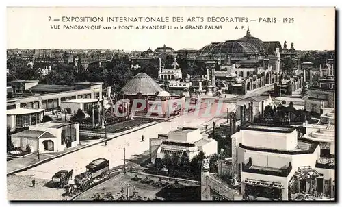 Cartes postales Exposition internationale des arts decoratifs Paris 1925 vue panoramique vers le pont Alexandre