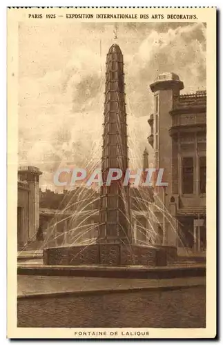 Cartes postales Exposition internationale des arts decoratlfs parris 1925 Fontaine de rene lalique