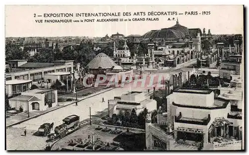 Cartes postales Exposition internationale arts decoratlfs Paris 1925 Vue panoramique vers le pont alexandre III